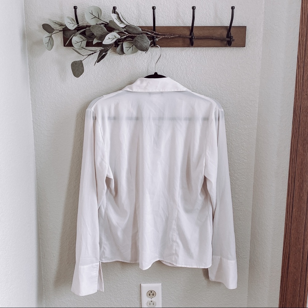 White Ruffle Button Up Blouse - Picture 2 of 2